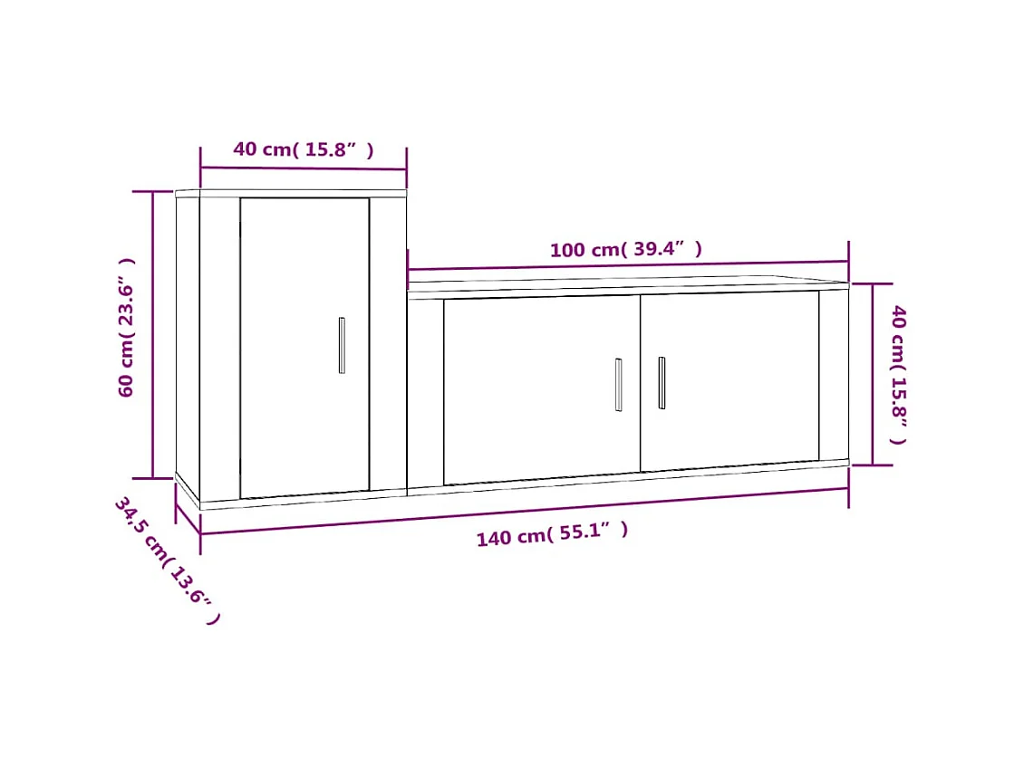 Sissel  Ensemble de meubles TV 2 pcs Sonoma gris Bois d'ingénierie