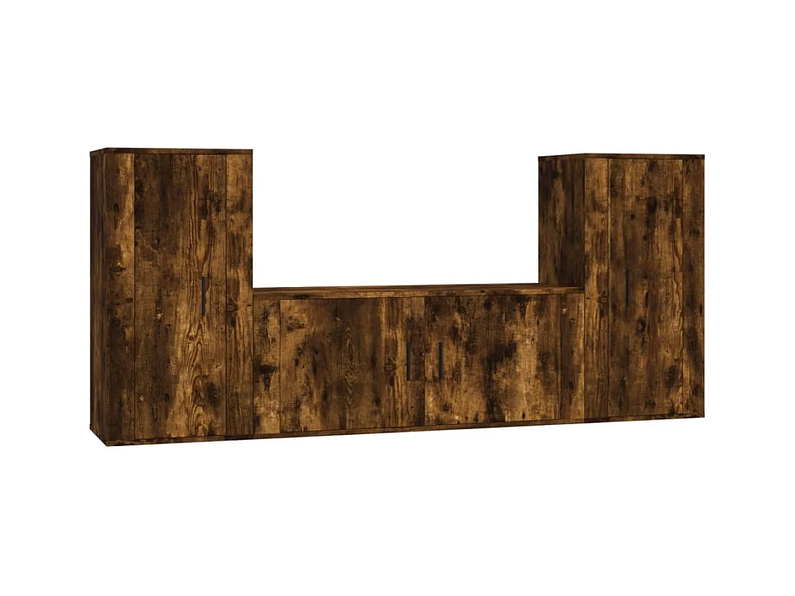 Xira  Set de muebles de TV 3 pzas madera contrachapada roble ahumado