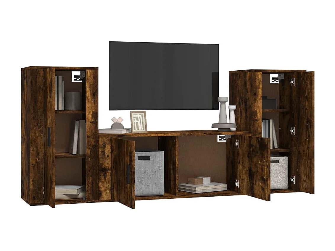 Xira  Ensemble de meubles TV 3 pcs Chêne fumé Bois d'ingénierie