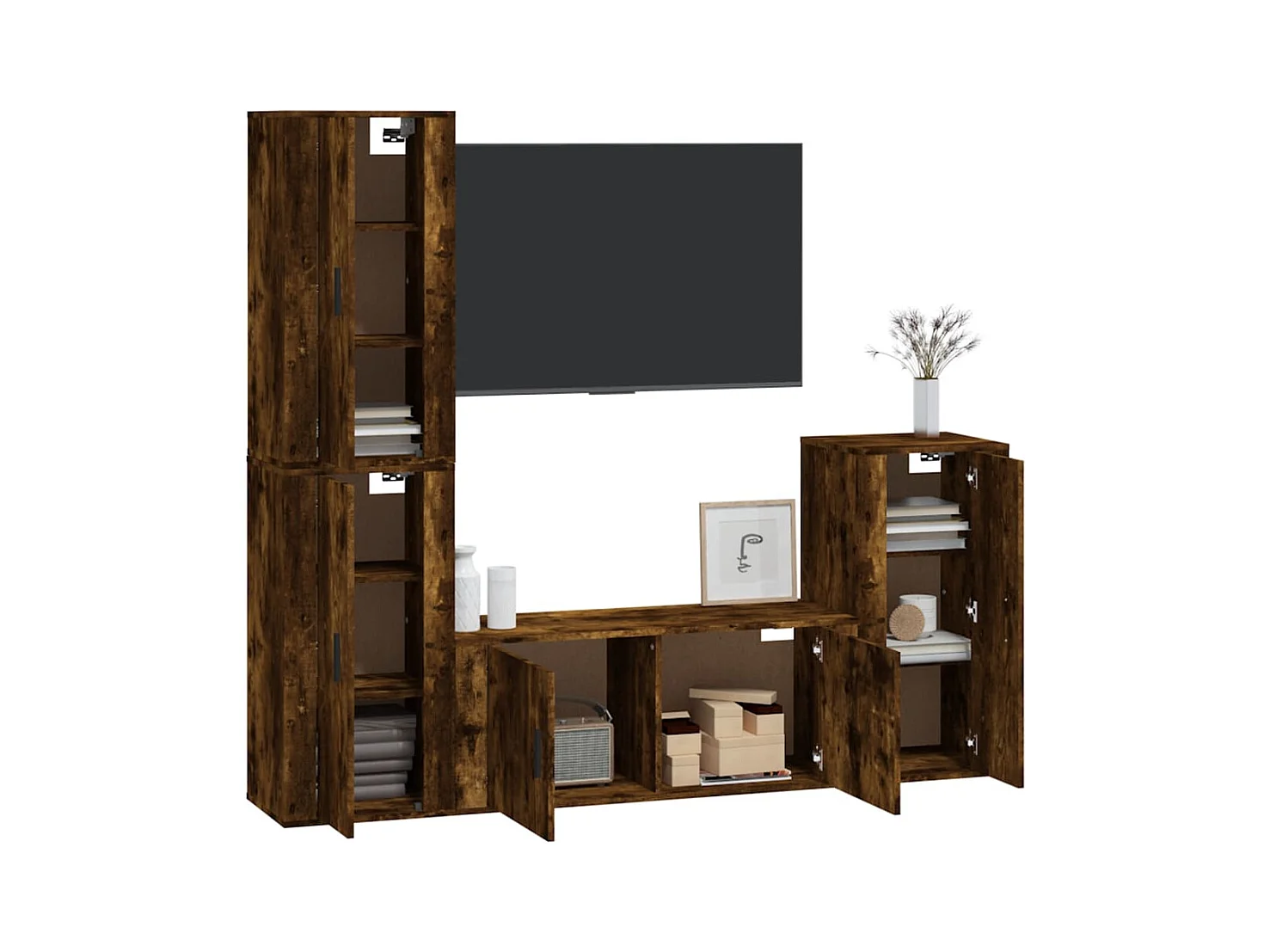 Nîmes  Ensemble de meubles TV 4 pcs Chêne fumé Bois d'ingénierie