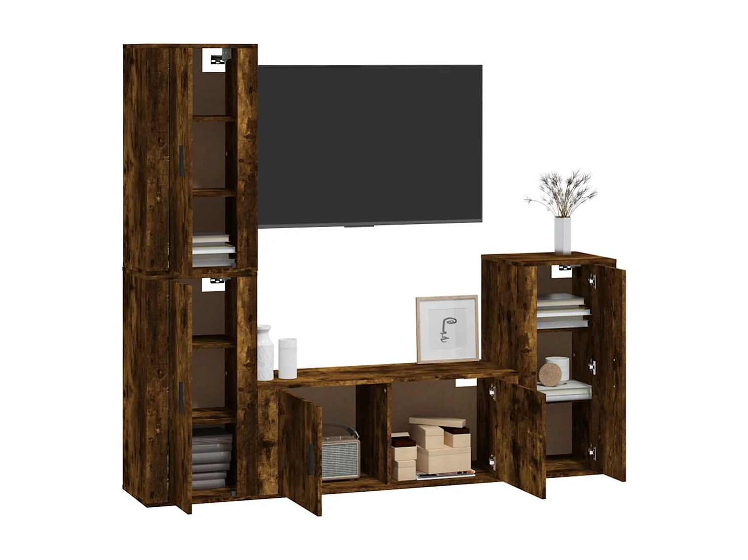 Nîmes  Ensemble de meubles TV 4 pcs Chêne fumé Bois d'ingénierie