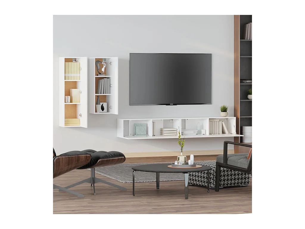 Mylan  Ensemble de meubles TV 4 pcs Blanc Bois d'ingénierie