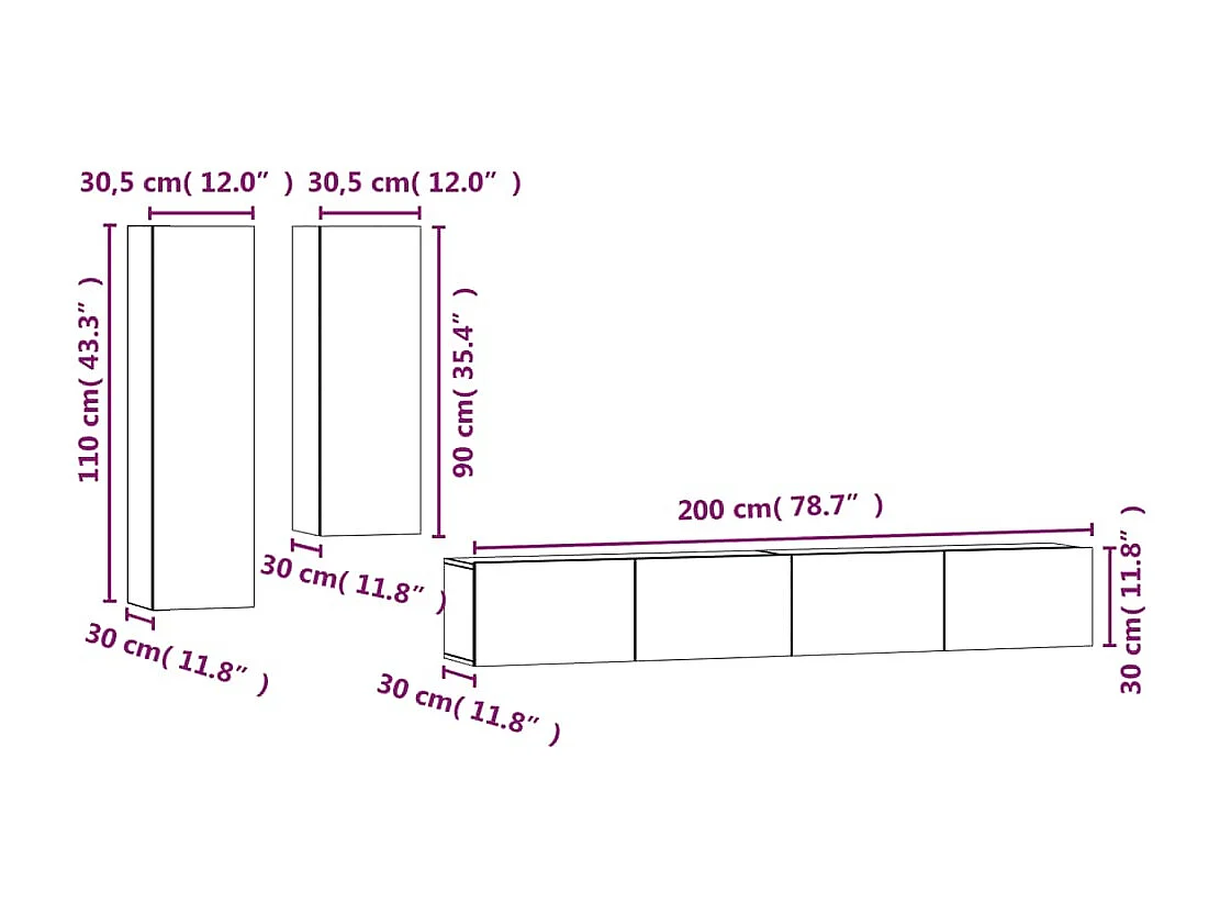 Mylan  Ensemble de meubles TV 4 pcs Blanc Bois d'ingénierie