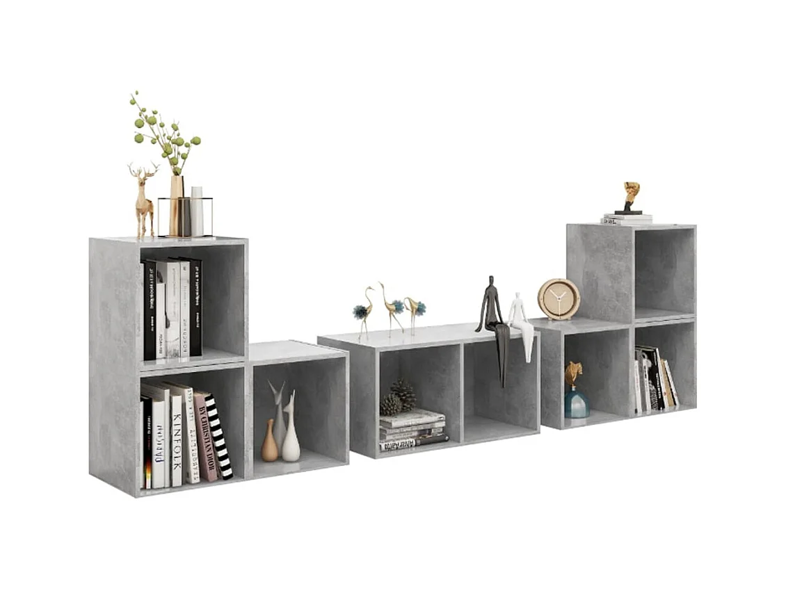 Padua  Ensemble de meubles TV 6 pcs Gris béton Bois d'ingénierie