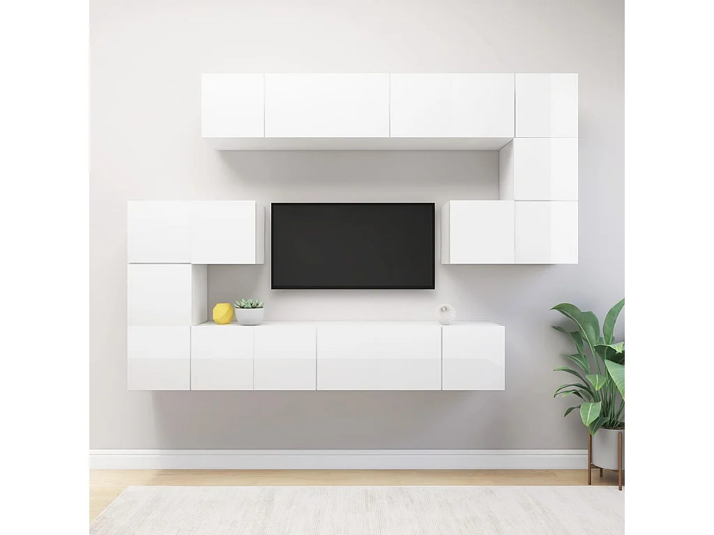Hector  Ensemble de meubles TV 10 pcs Blanc Bois d'ingénierie