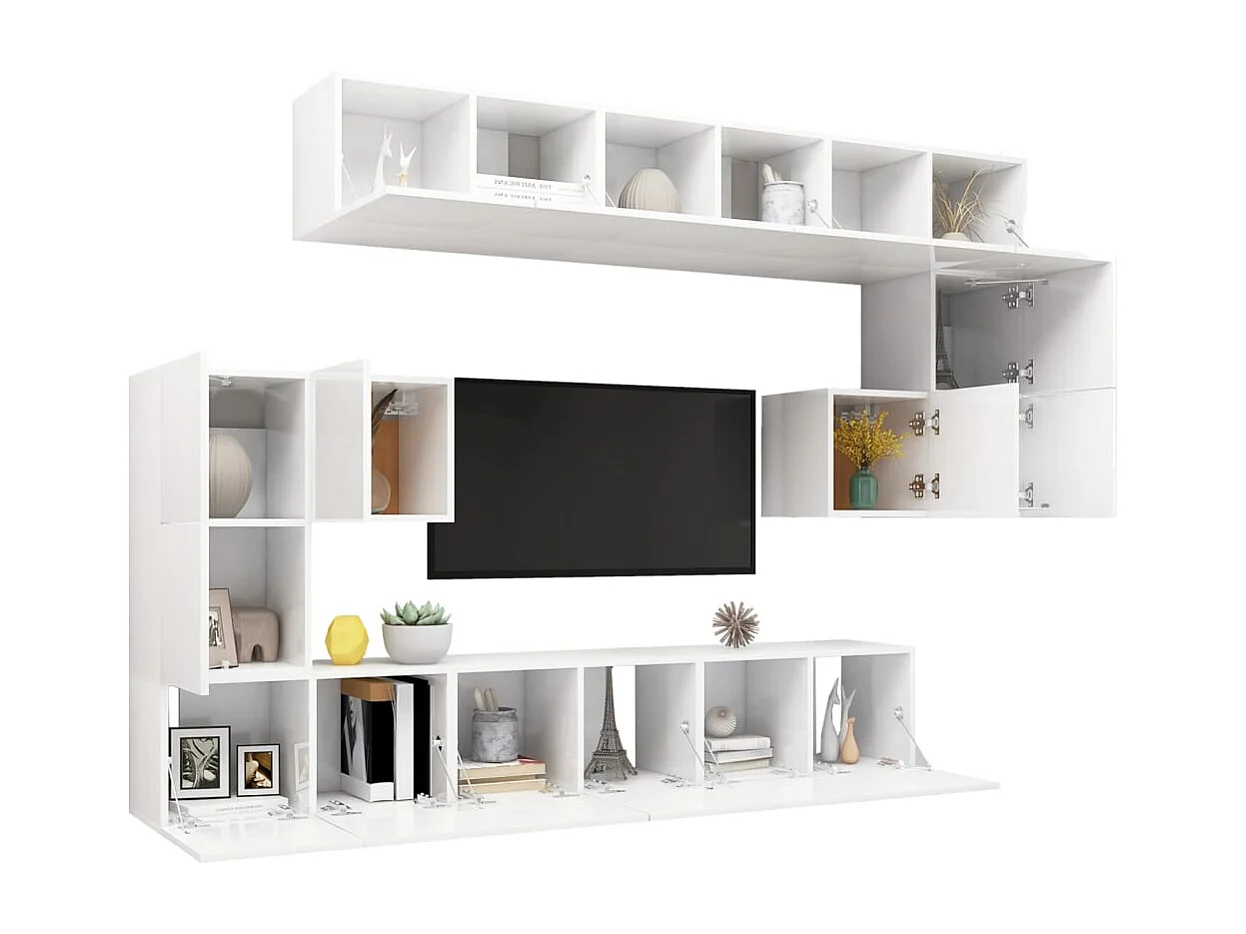 Hector  Ensemble de meubles TV 10 pcs Blanc Bois d'ingénierie