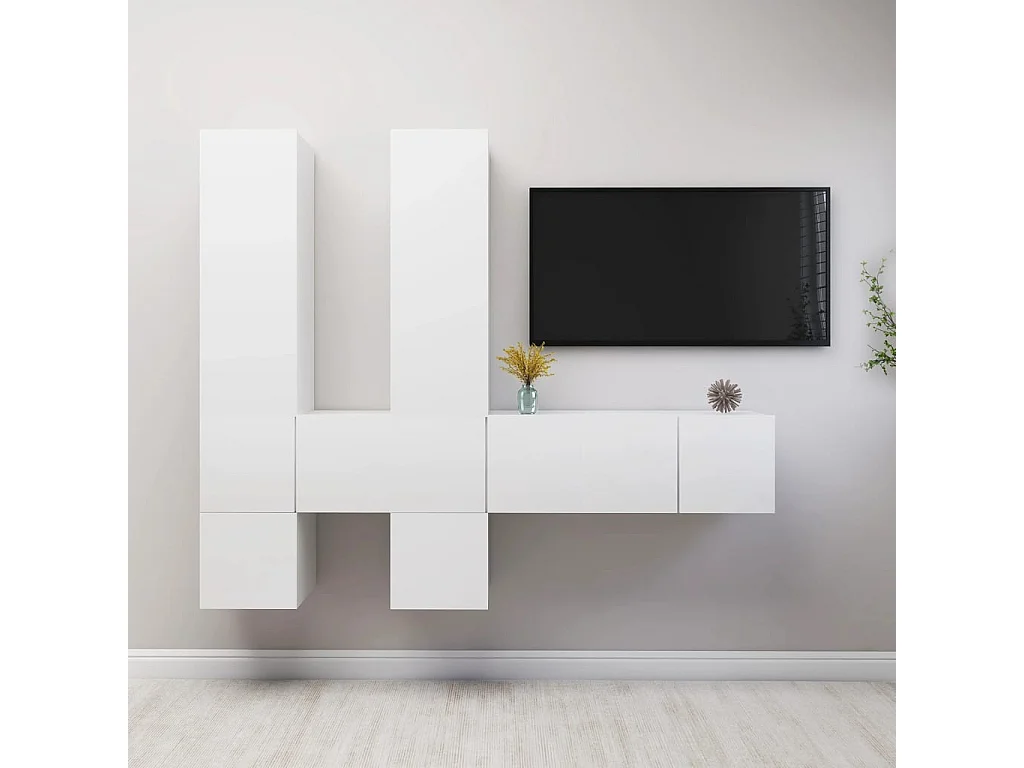 Edoardo  Ensemble de meubles TV 7 pcs Blanc Bois d'ingénierie