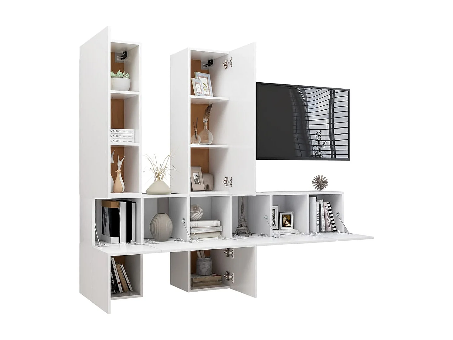 Edoardo  Ensemble de meubles TV 7 pcs Blanc Bois d'ingénierie