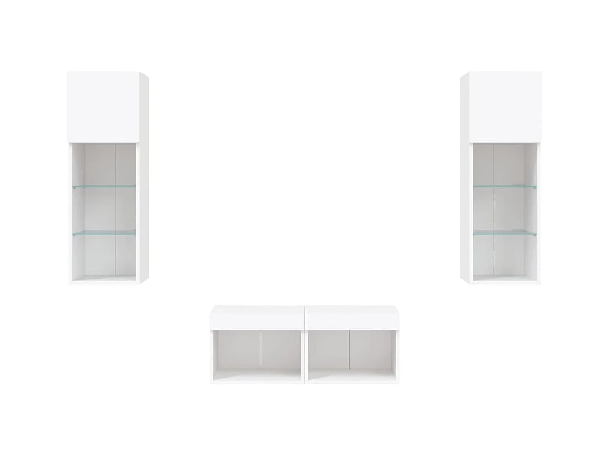 Brisora  Meuble TV muraux 4 pcs avec lumières LED blanc