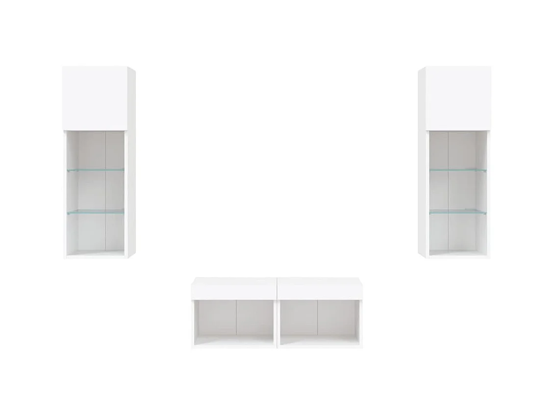 Brisora  Meuble TV muraux 4 pcs avec lumières LED blanc