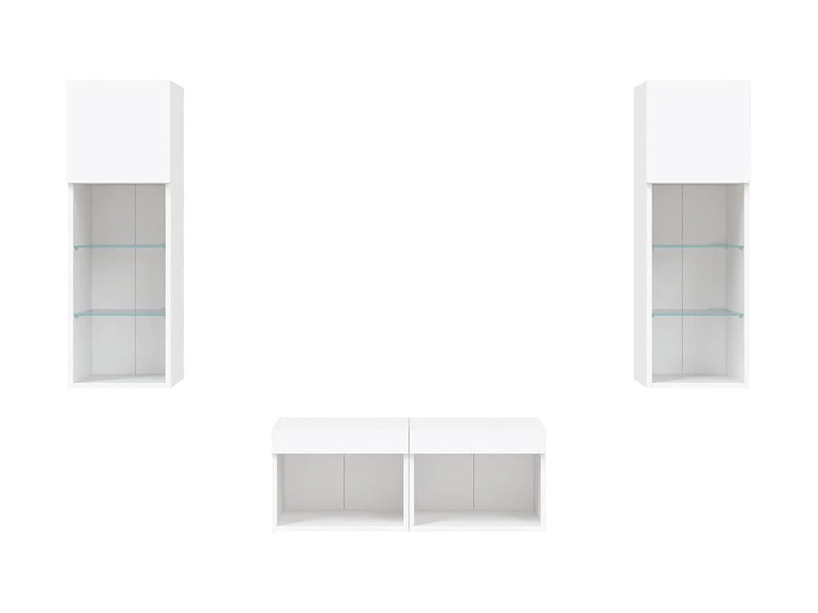 Brisora  4-delige tv-wandmeubelset met LED-verlichting wit