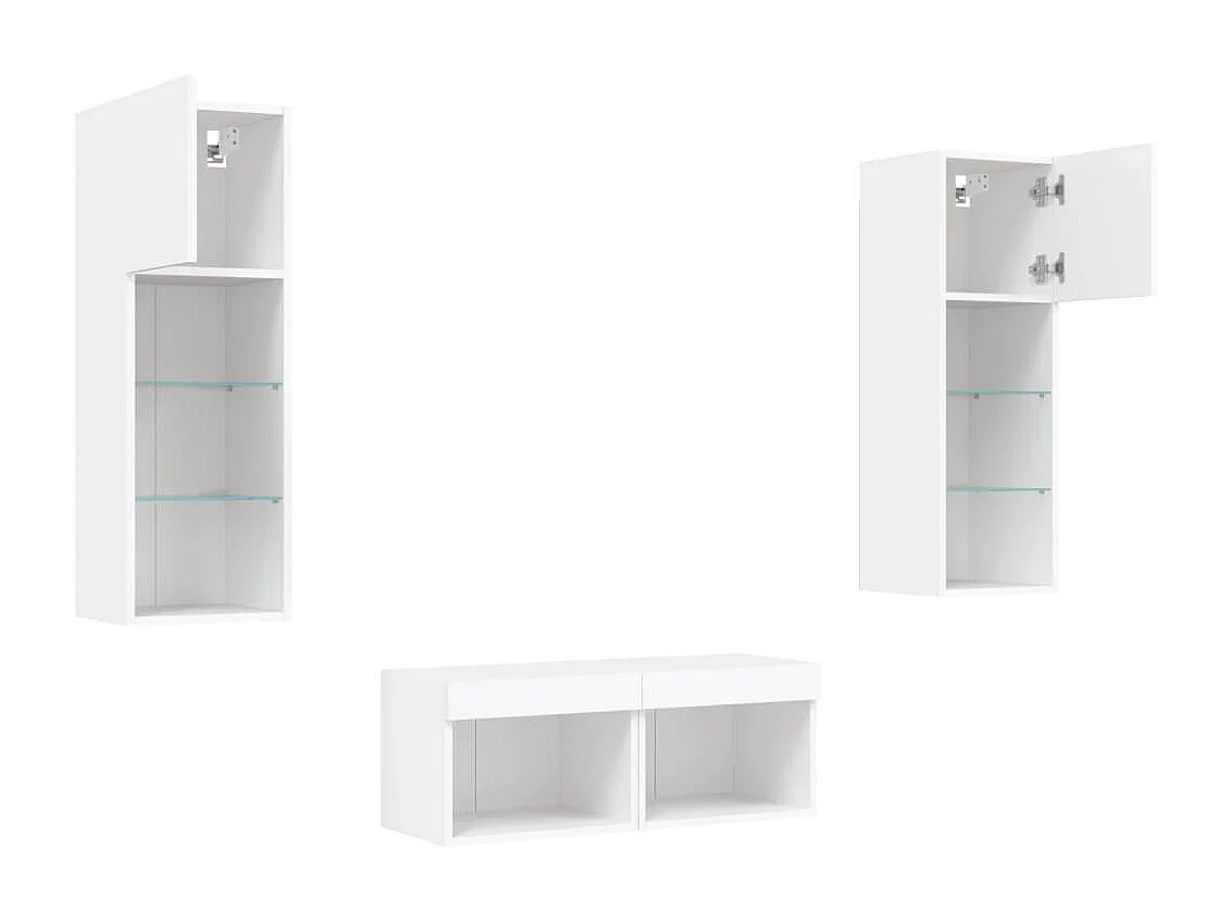 Brisora  4-delige tv-wandmeubelset met LED-verlichting wit