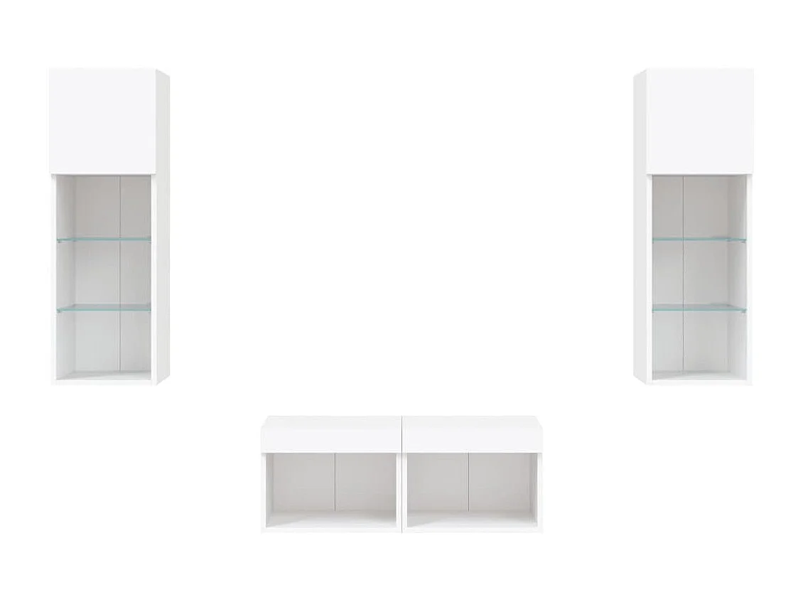 Brisora  4-delige tv-wandmeubelset met LED-verlichting wit