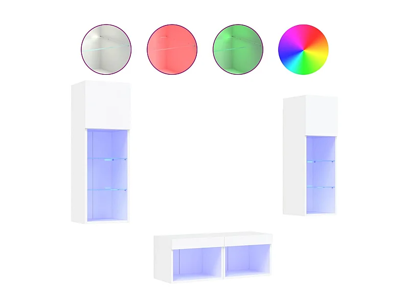 Brisora  4-delige tv-wandmeubelset met LED-verlichting wit