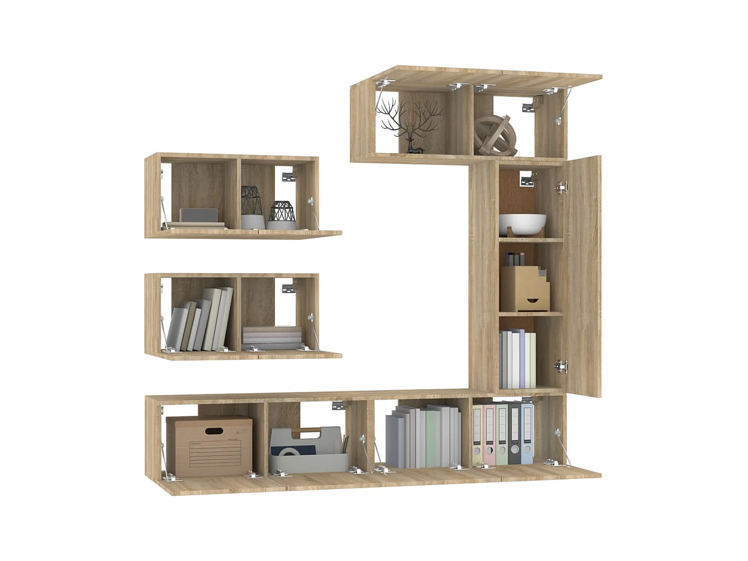 Garden Furniture -  Set de muebles para TV 6 pzas madera contrachapada roble sonoma