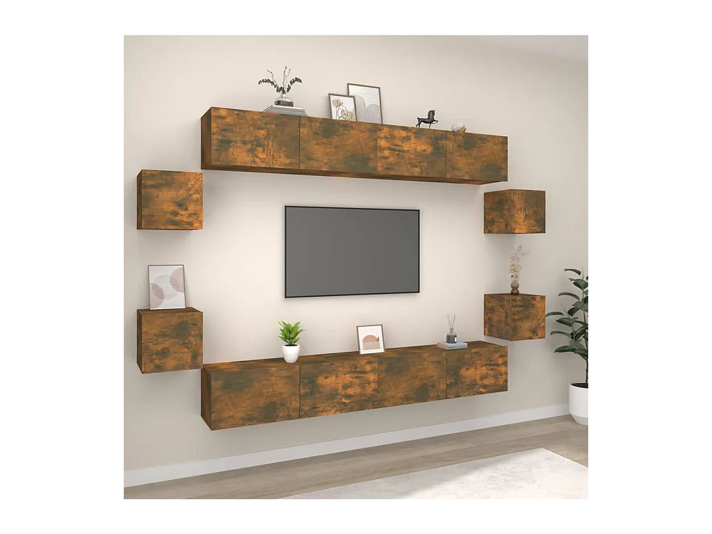 Clondalkin  Ensemble de meubles TV 8 pcs Chêne fumé Bois d'ingénierie