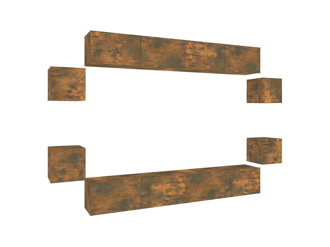 Clondalkin  Ensemble de meubles TV 8 pcs Chêne fumé Bois d'ingénierie