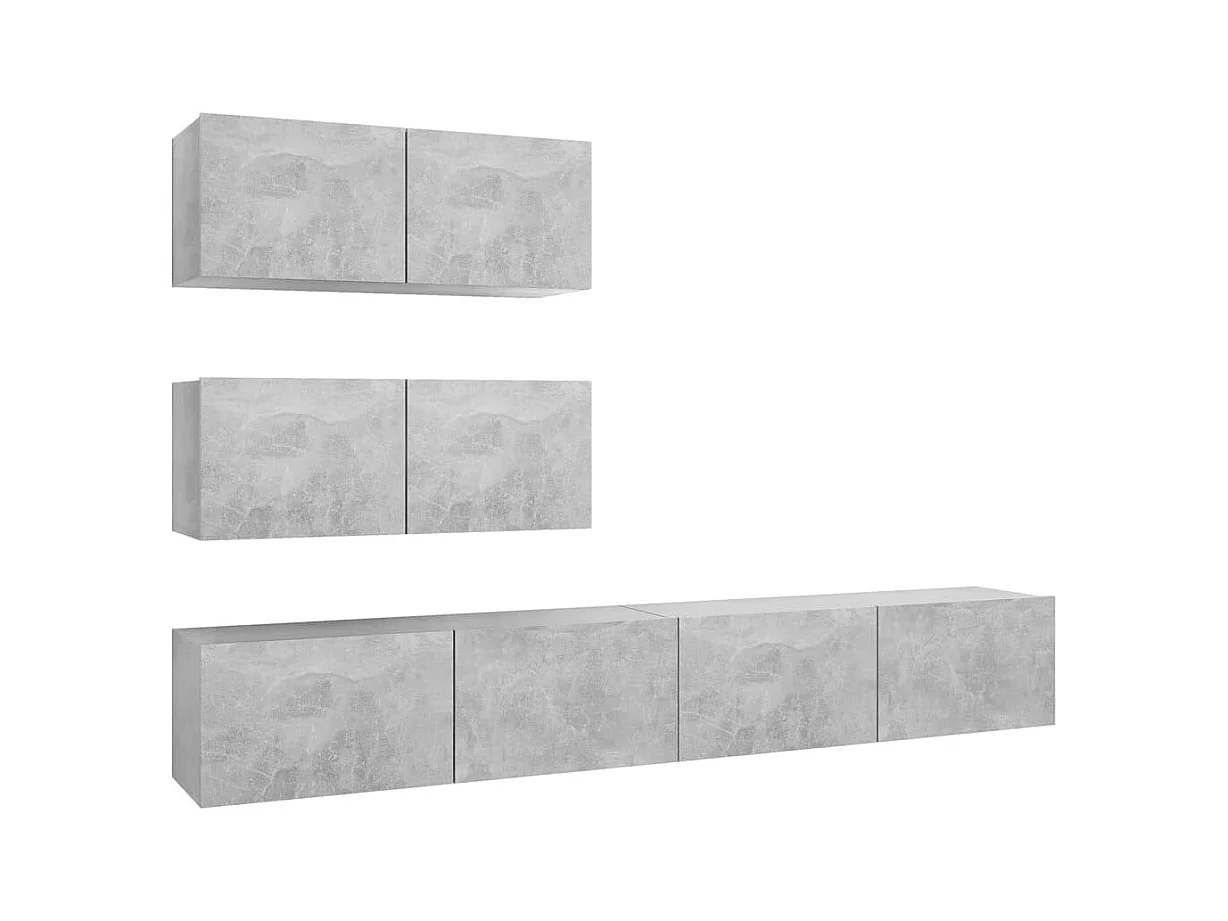 Clonalvy  Ensemble de meubles TV 4 pcs Gris béton Bois d'ingénierie