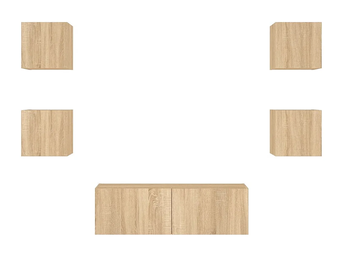 Bellville  Meuble TV muraux 5 pcs avec lumières LED chêne sonoma