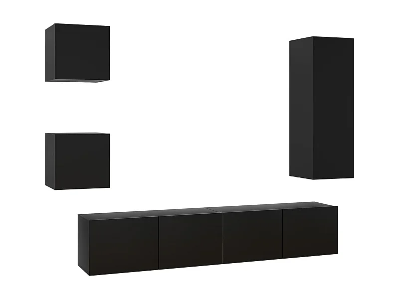 Wheat Ridge  Ensemble de meuble TV 5 pcs Noir Bois d'ingénierie