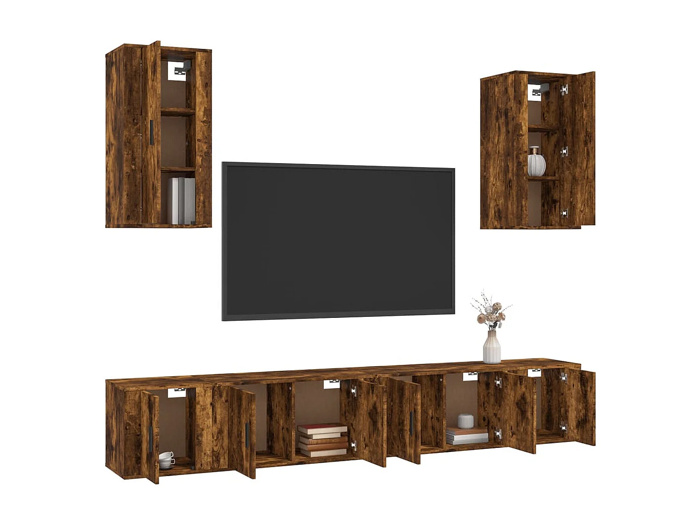 Yael  Ensemble de meubles TV 6 pcs Chêne fumé Bois d'ingénierie