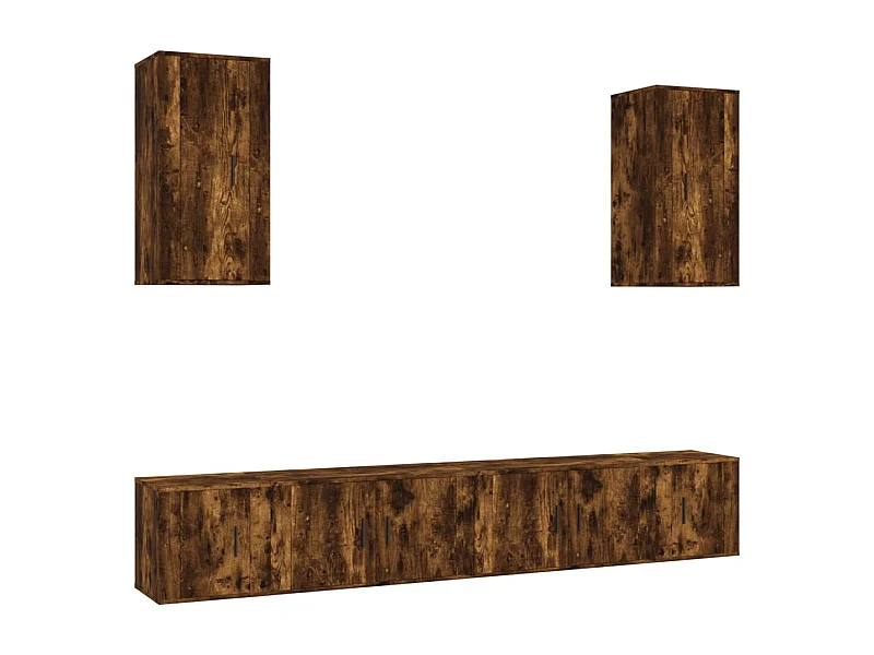 Yael  Set de muebles de TV 6 pzas madera contrachapada roble ahumado