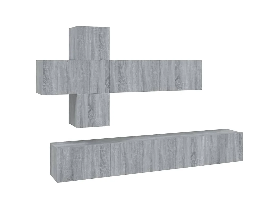 Evangelina  Ensemble de meubles TV 7 pcs Sonoma gris Bois d'ingénierie