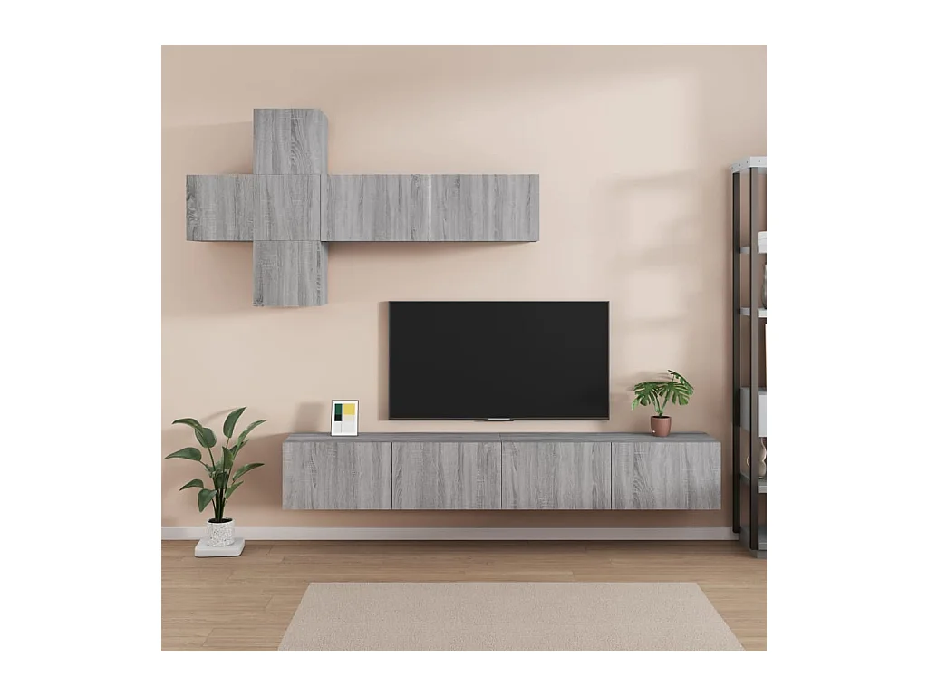 Evangelina  Ensemble de meubles TV 7 pcs Sonoma gris Bois d'ingénierie