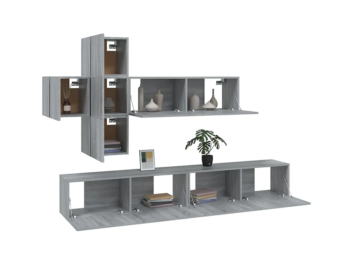 Evangelina  Ensemble de meubles TV 7 pcs Sonoma gris Bois d'ingénierie