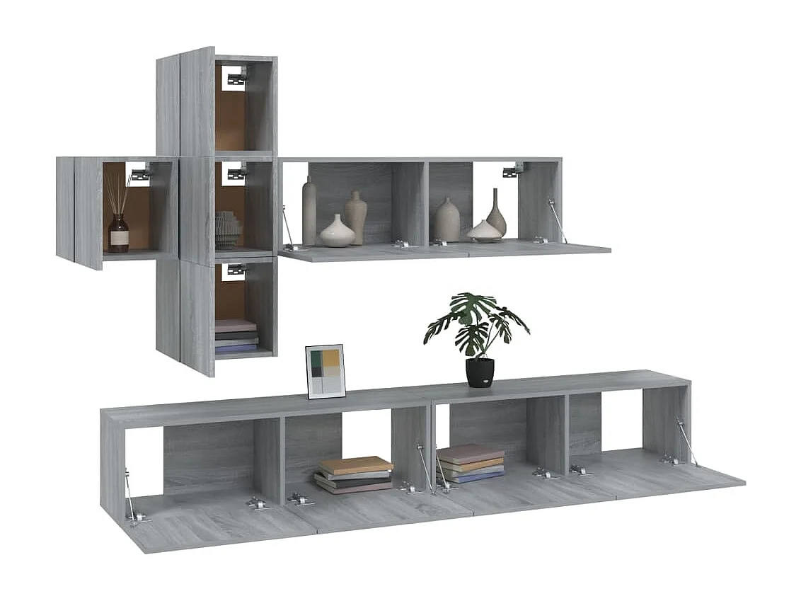 Evangelina  Ensemble de meubles TV 7 pcs Sonoma gris Bois d'ingénierie