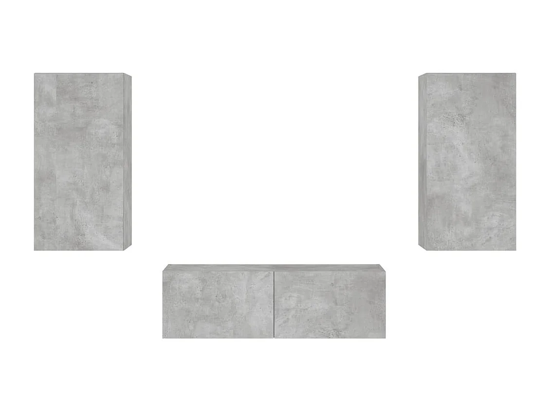 Chance  Meuble TV muraux 3 pcs avec lumières LED gris béton