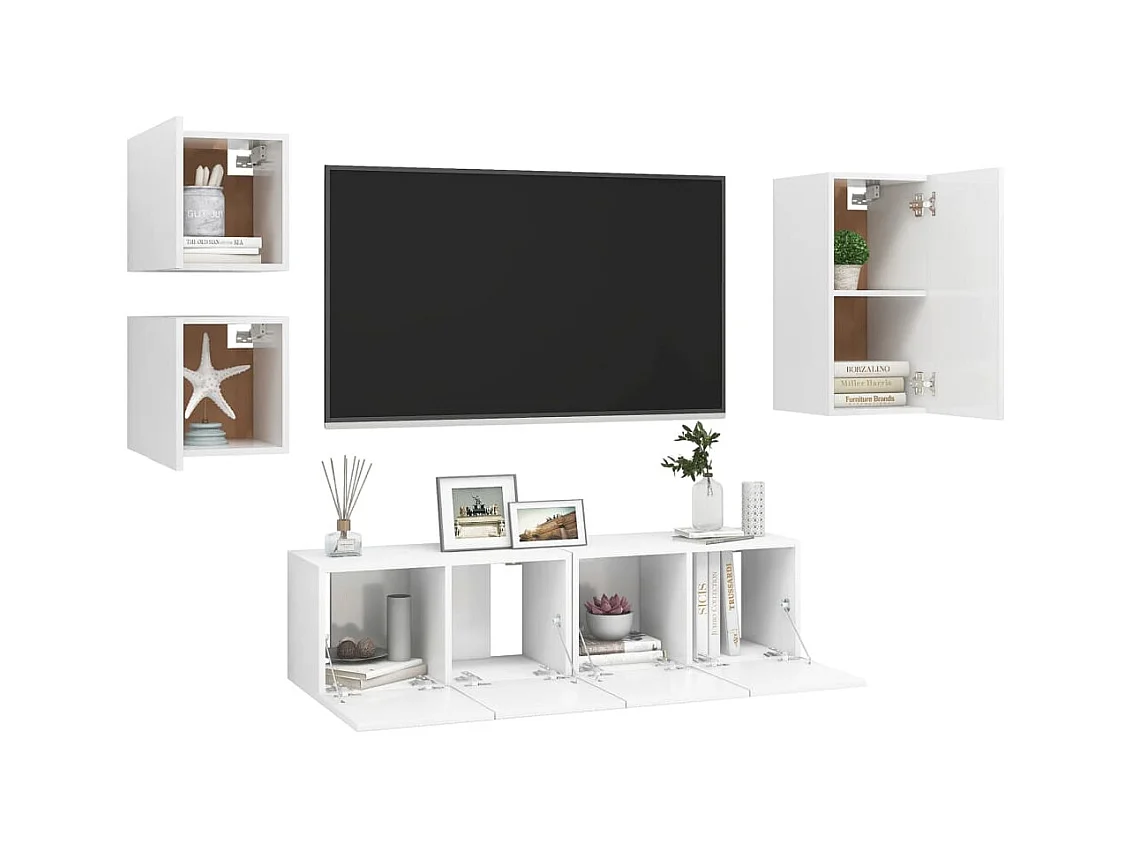 Wheat Ridge  Ensemble de meubles TV 5 pcs Blanc Bois d'ingénierie