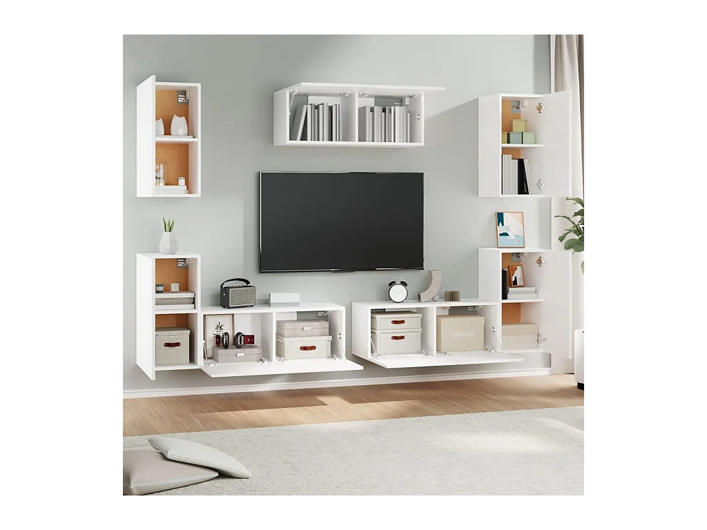 Canonsburg  Ensemble de meubles TV 7 pcs Blanc Bois d'ingénierie