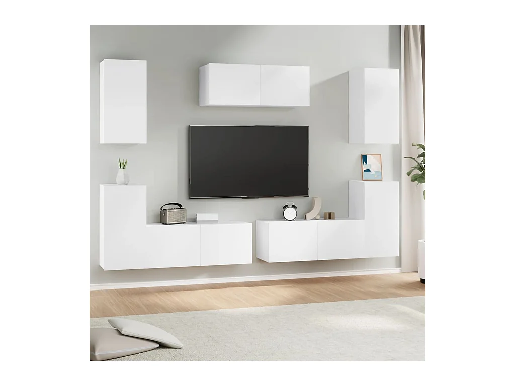 Canonsburg  7-delige Tv-meubelset bewerkt hout wit