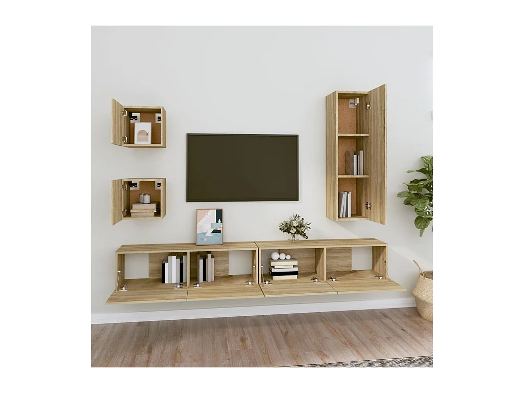 Garden Furniture -  5-delige Tv-meubelset bewerkt hout sonoma eikenkleurig