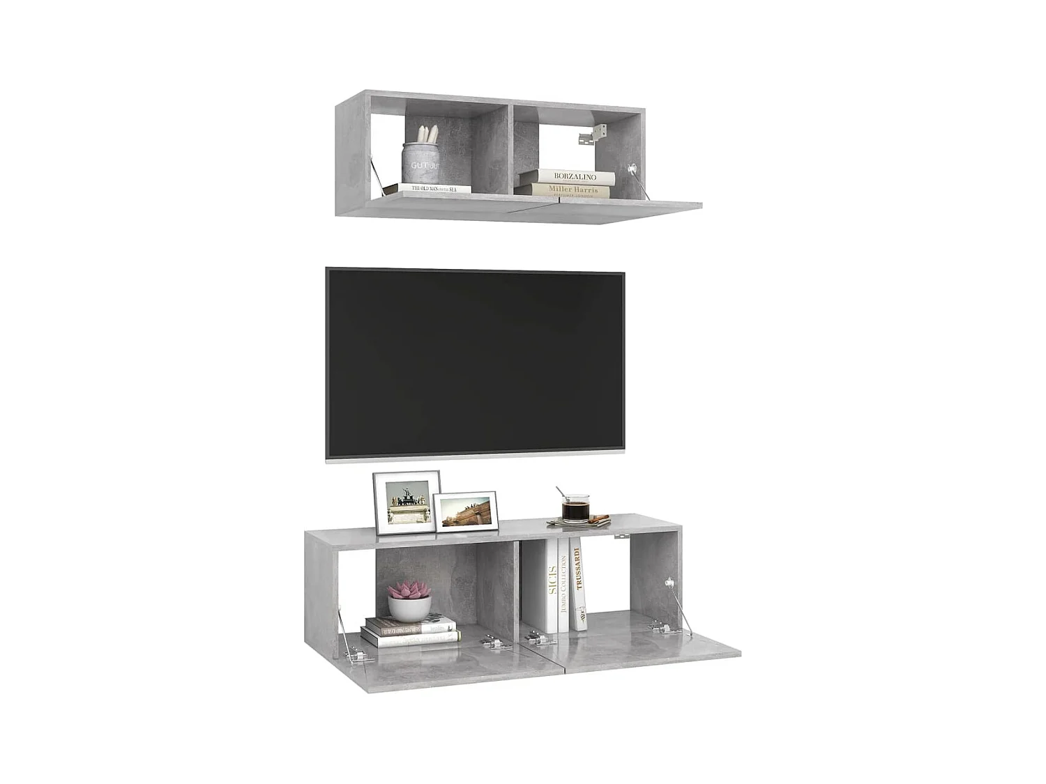 Olivia  Ensemble de meubles TV 2 pcs Gris béton Bois d'ingénierie