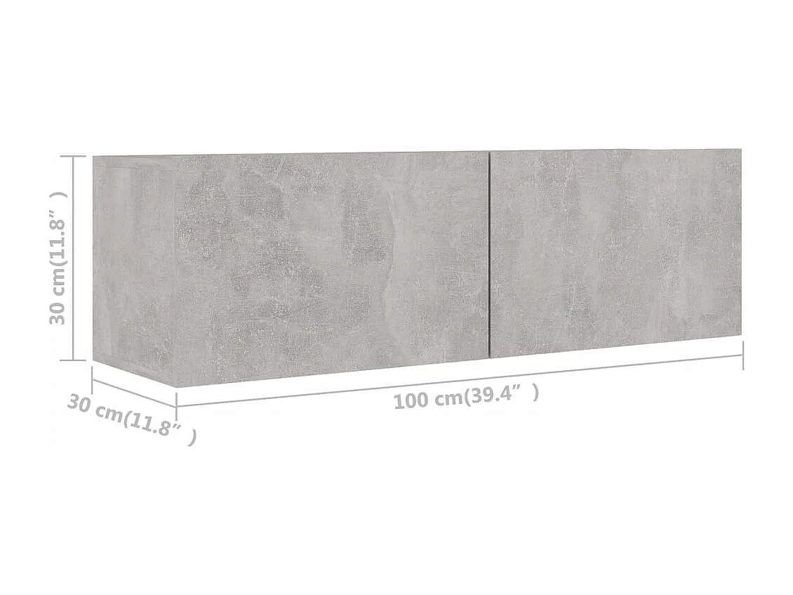 Olivia  2-delige Tv-meubelset bewerkt hout betongrijs