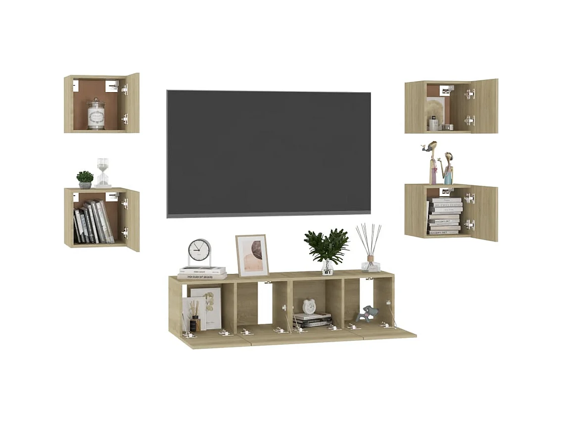 Iseline  Ensemble de meubles TV 6 pcs Chêne sonoma Bois d'ingénierie