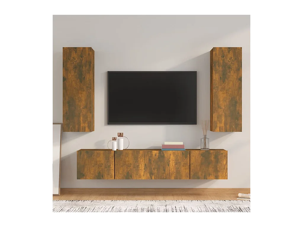 Cloverport  Ensemble de meubles TV 4 pcs Chêne fumé Bois d'ingénierie