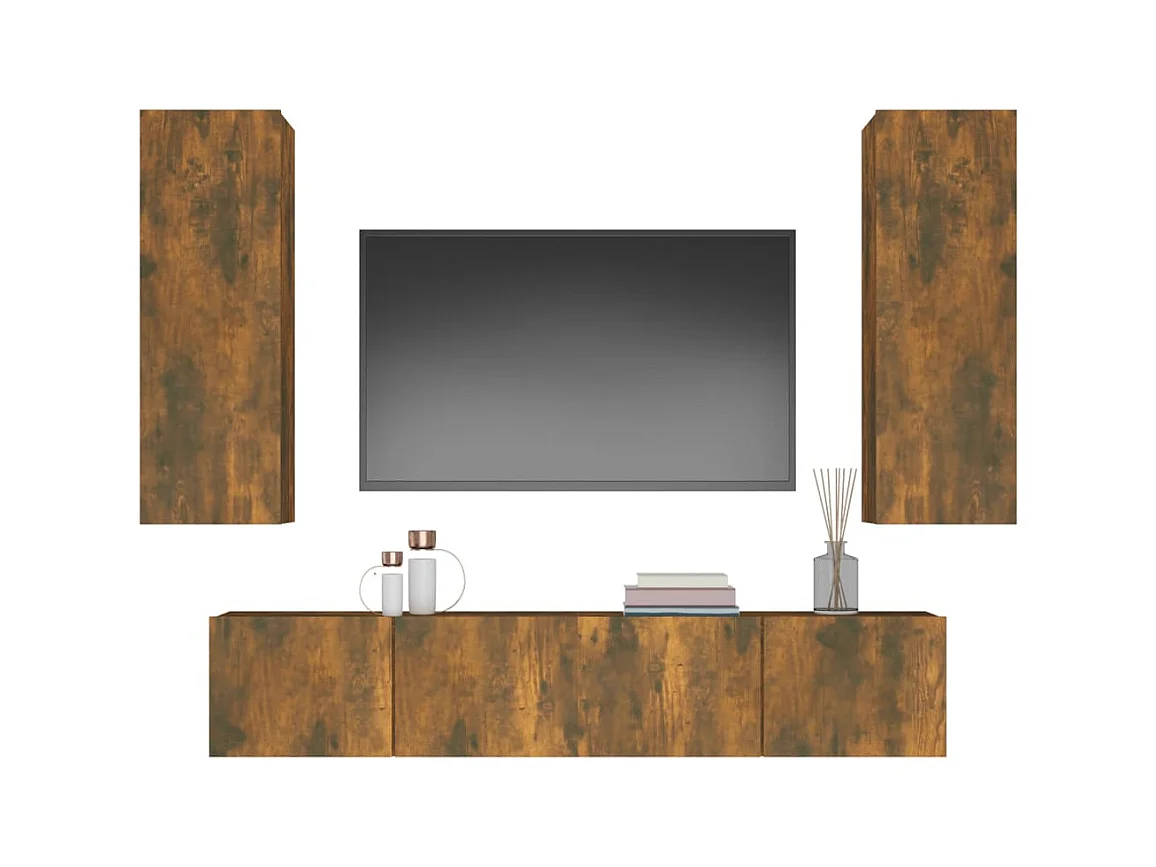 Cloverport  Ensemble de meubles TV 4 pcs Chêne fumé Bois d'ingénierie