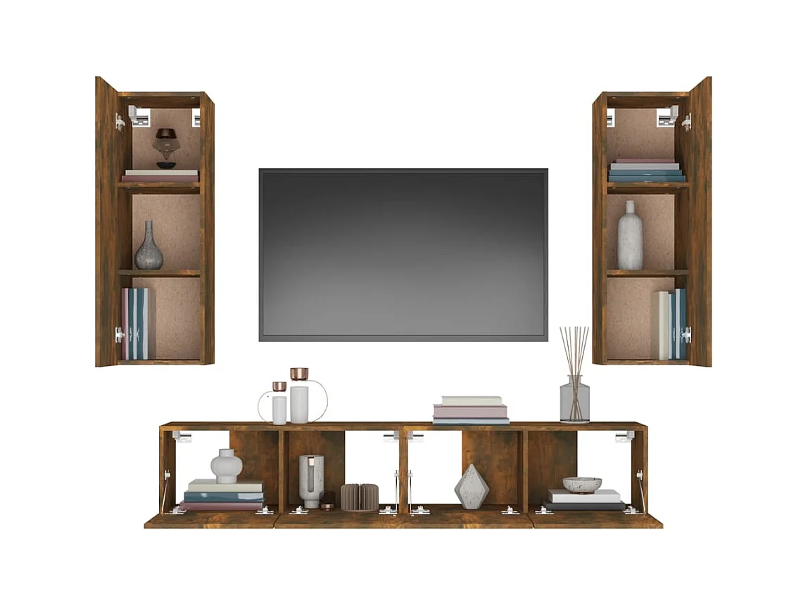 Cloverport  Ensemble de meubles TV 4 pcs Chêne fumé Bois d'ingénierie