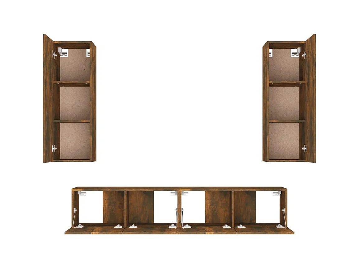 Cloverport  Ensemble de meubles TV 4 pcs Chêne fumé Bois d'ingénierie