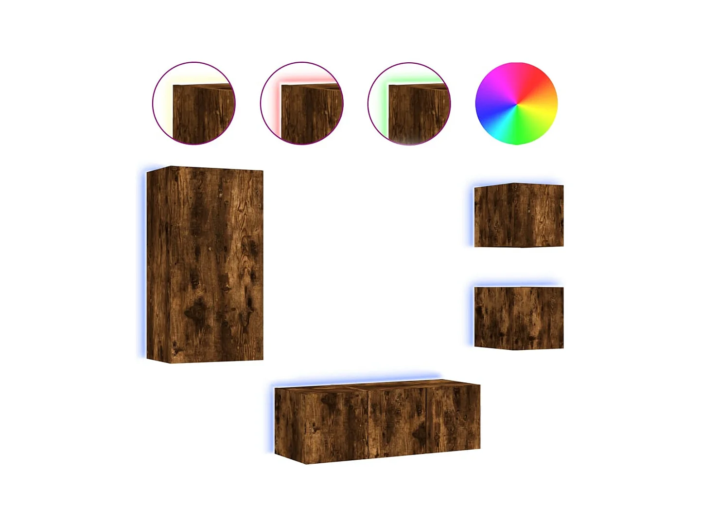 Sart-Saint-Laurent  Unités murales TV avec LED 5 pcs chêne fumé bois d'ingénierie