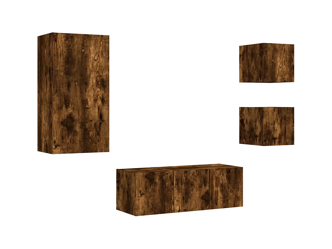 Sart-Saint-Laurent  Unités murales TV avec LED 5 pcs chêne fumé bois d'ingénierie