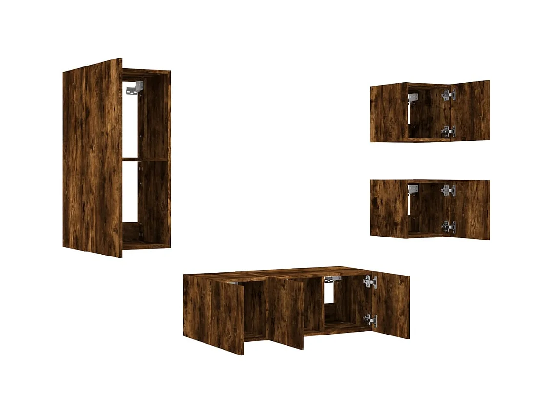 Sart-Saint-Laurent  Unités murales TV avec LED 5 pcs chêne fumé bois d'ingénierie