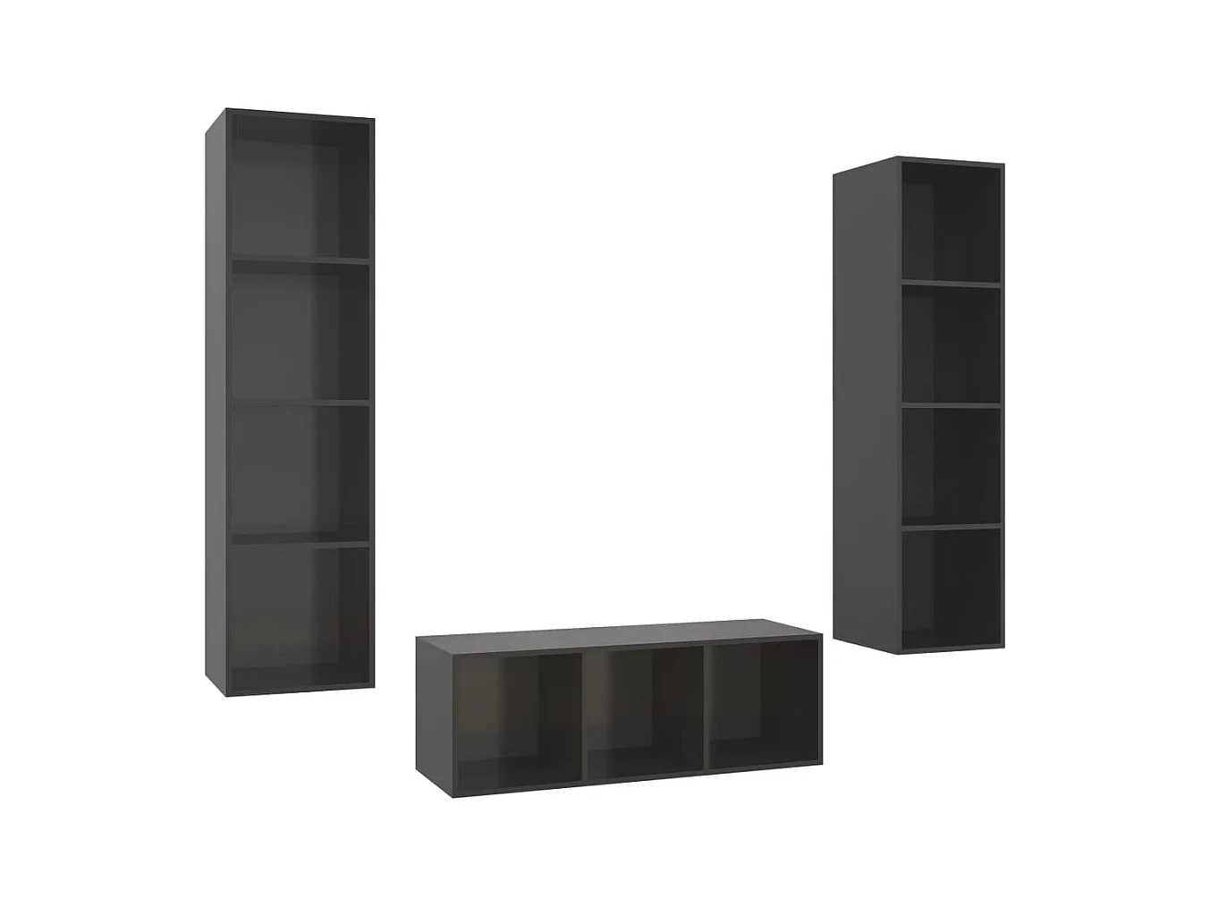 Rochefort  Ensemble de meubles TV 3 pcs Gris brillant Bois d'ingénierie