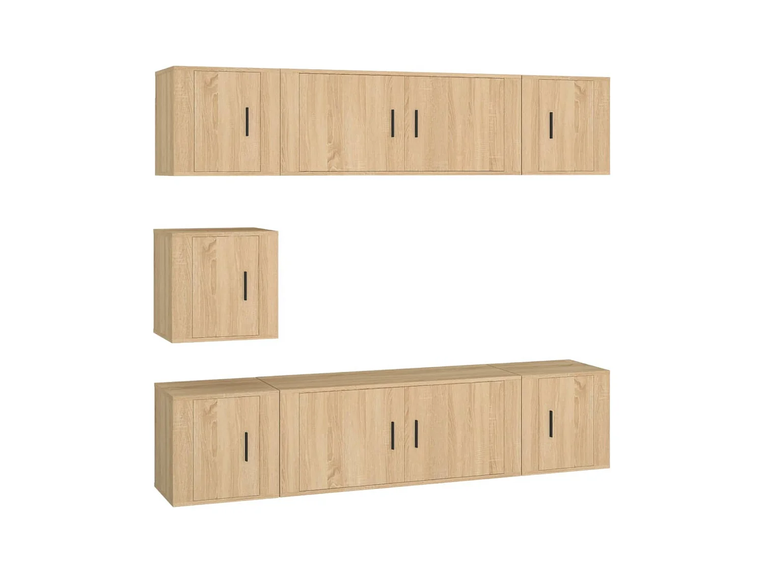 Xarim  Ensemble de meubles TV 7 pcs Chêne sonoma Bois d'ingénierie