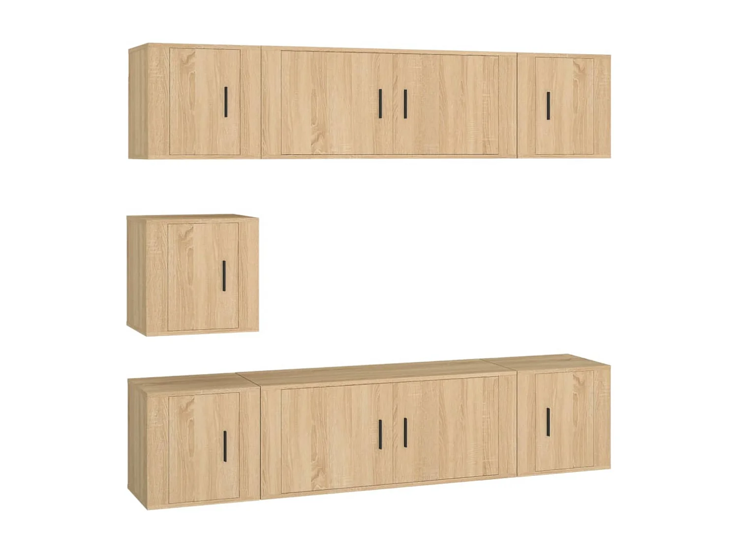 Xarim  Set de muebles para TV 7 pzas madera contrachapada roble Sonoma