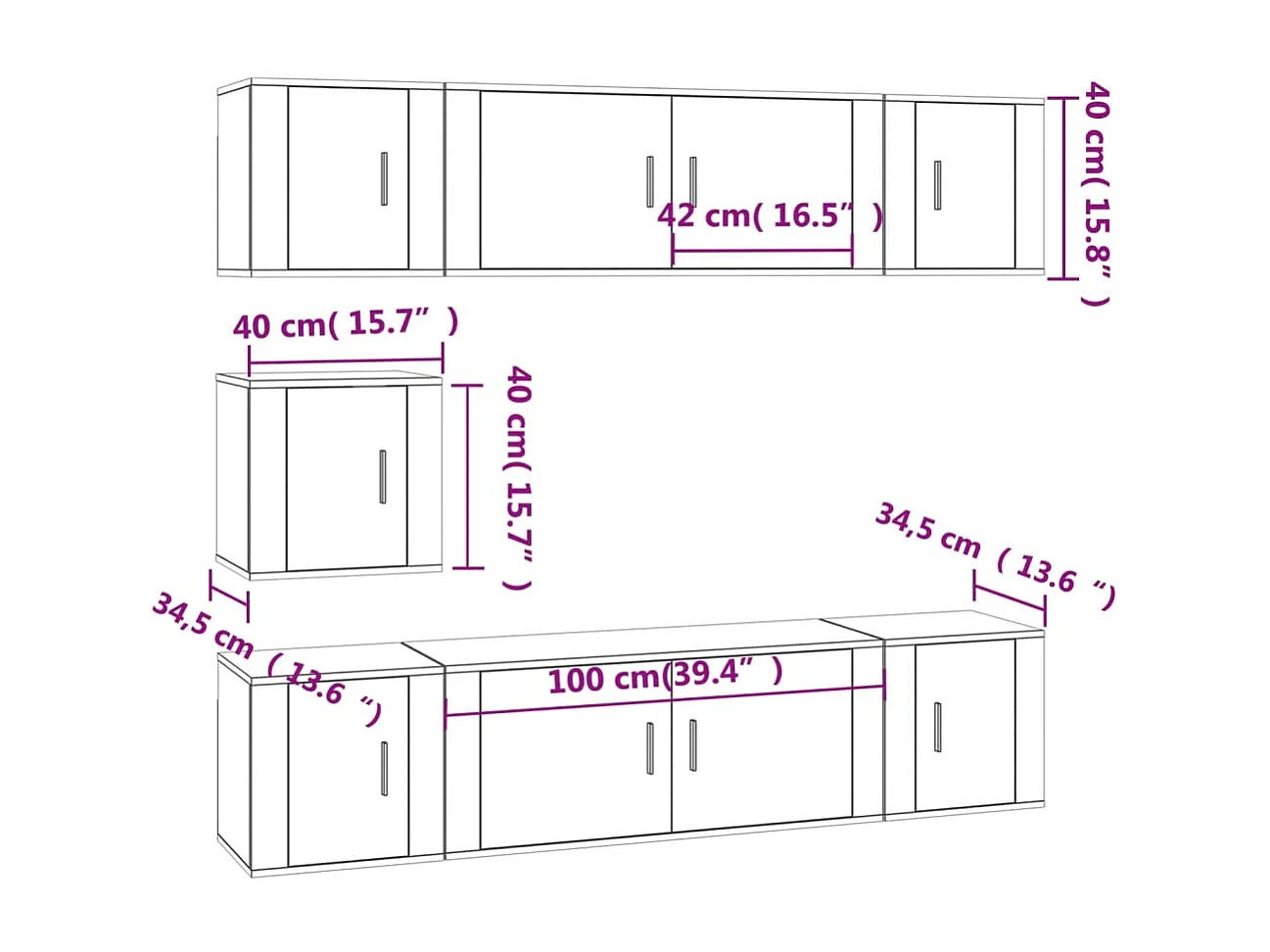 Xarim  Set de muebles para TV 7 pzas madera contrachapada roble Sonoma