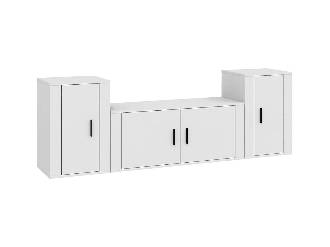 Leo  Ensemble de meubles TV 3 pcs Blanc Bois d'ingénierie